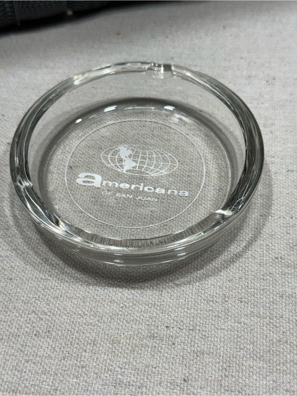 Vintage Clear Glass Ashtray - Americana Hotel of San Juan, Puerto Rico